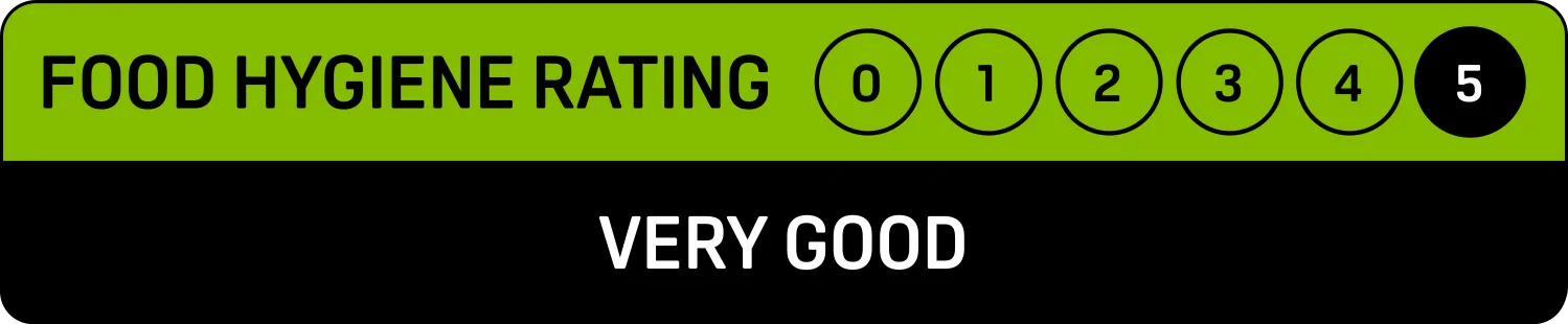 Food Rating Badge – Premium Restaurant Score 5/5
